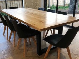Wooden Dining Table with Black Legs